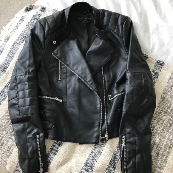 SOLD FRENCH CONNECTION FAUX LEATHER MOTTO JACKET - Picture 4 of 5